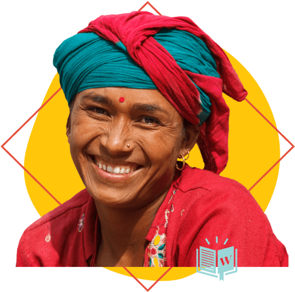 Smiling asian women wearing turban