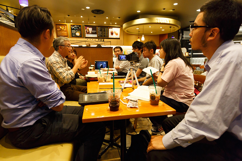 Work meeting at a restaurant.