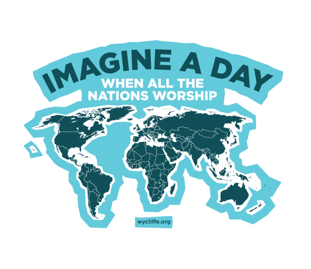 "Imagine a day when all the nations worship" with a world map