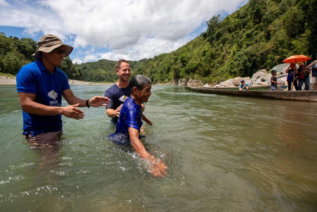 Isnag baptisms after their Bible dedication.