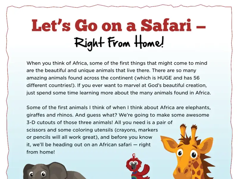 Kate & Mack Kids Activity: 3D Safari Animals