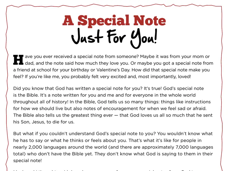 Kate & Mack Kids Activity: A Special Note Just For You