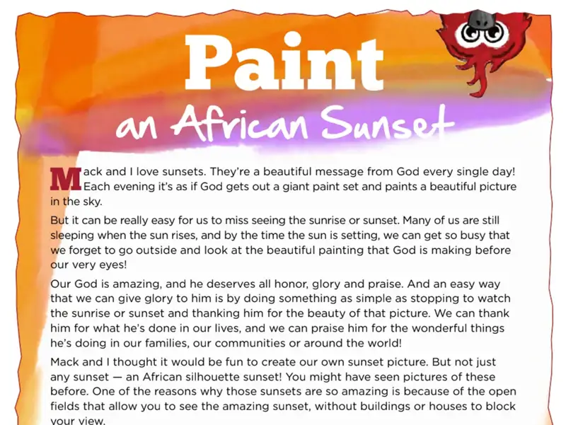 Kate & Mack Kids Activity: African Silhouette Sunset