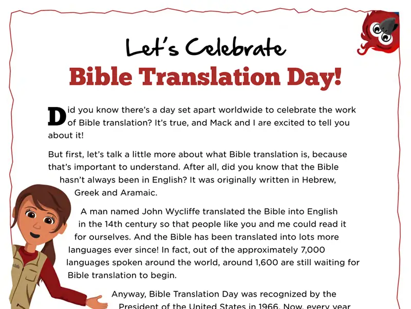 Kate & Mack Kids Activity: Bible Translation Day