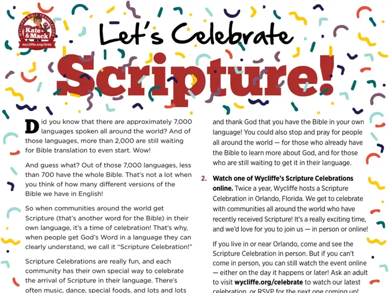 Kate & Mack Kids Activity: Celebrate Scripture