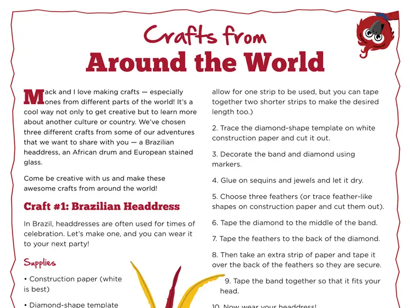 Kate & Mack Kids Activity: Crafts From Around the World