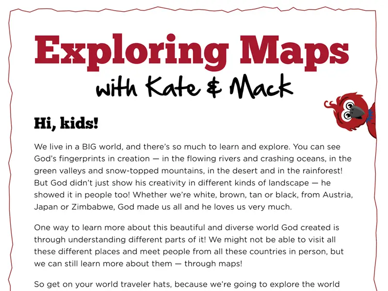Kate & Mack Kids Activity: Exploring Maps