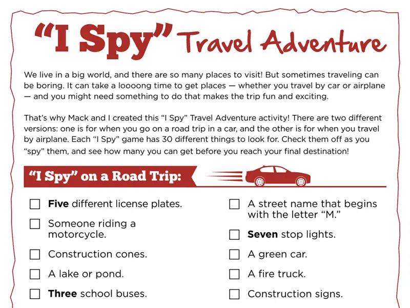 Kate & Mack Kids Activity: "I Spy" Travel Adventure
