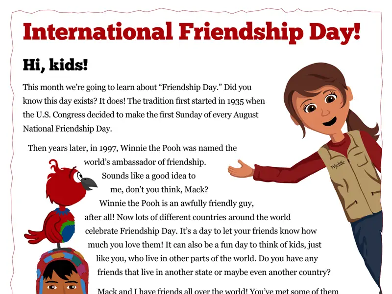 Kate & Mack Kids Activity: International Friendship Day