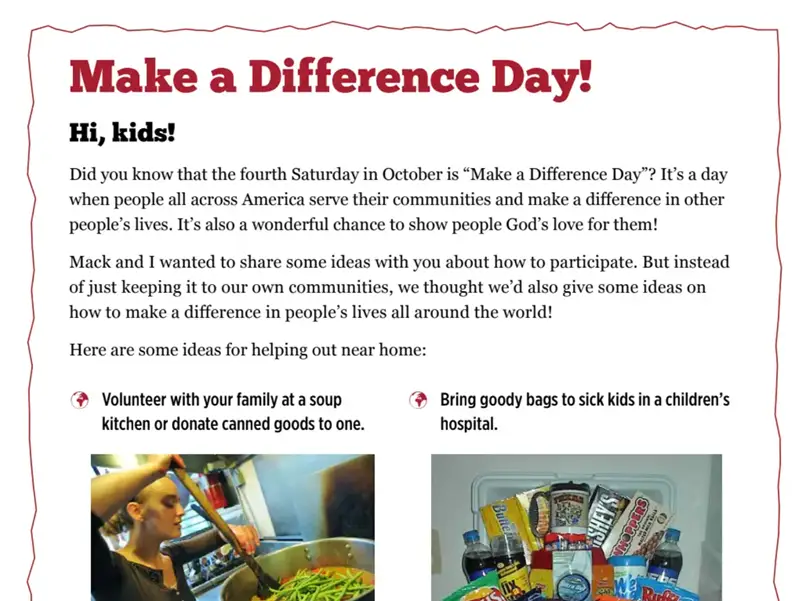 Kate & Mack Kids Activity: Make a Difference Day