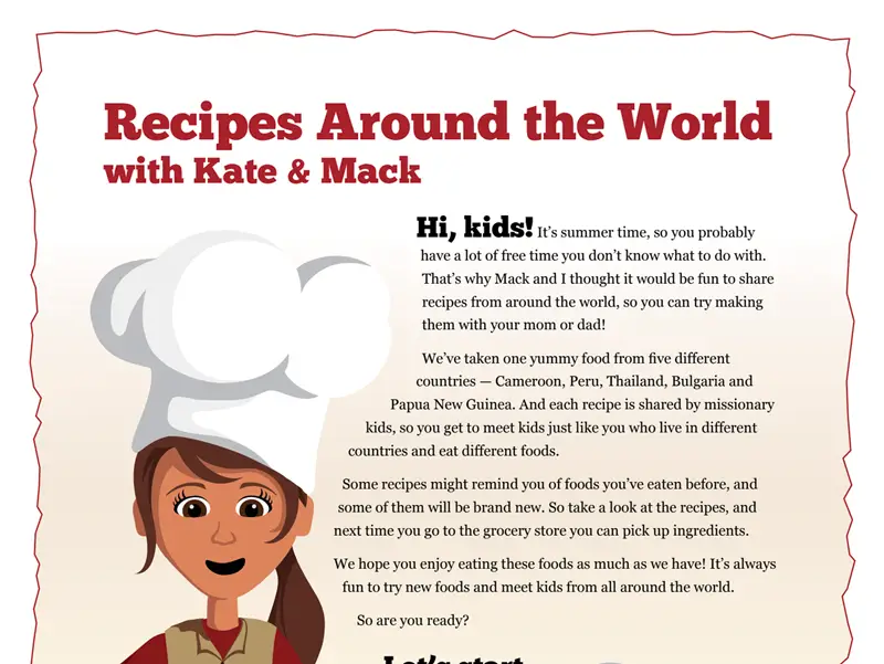 Kate & Mack Kids Activity: Recipes Around the World