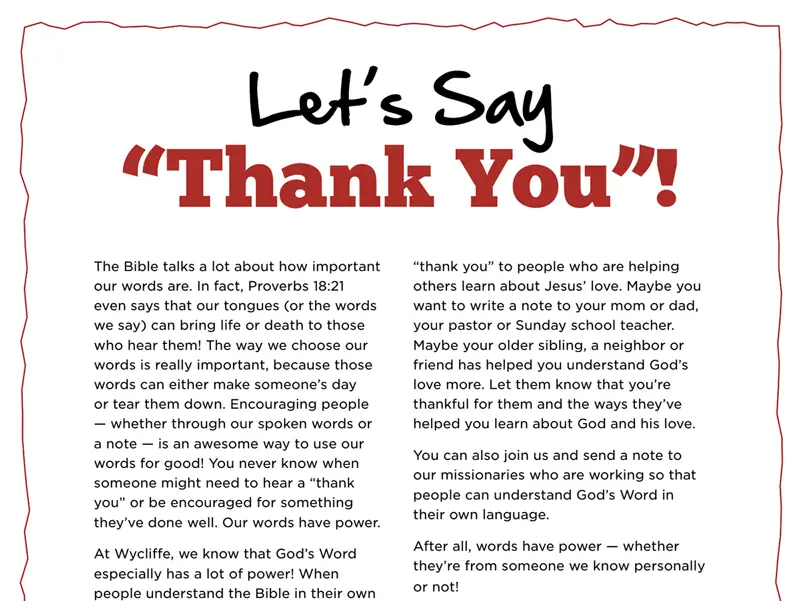 Kate & Mack Kids Activity: Say "Thank You"