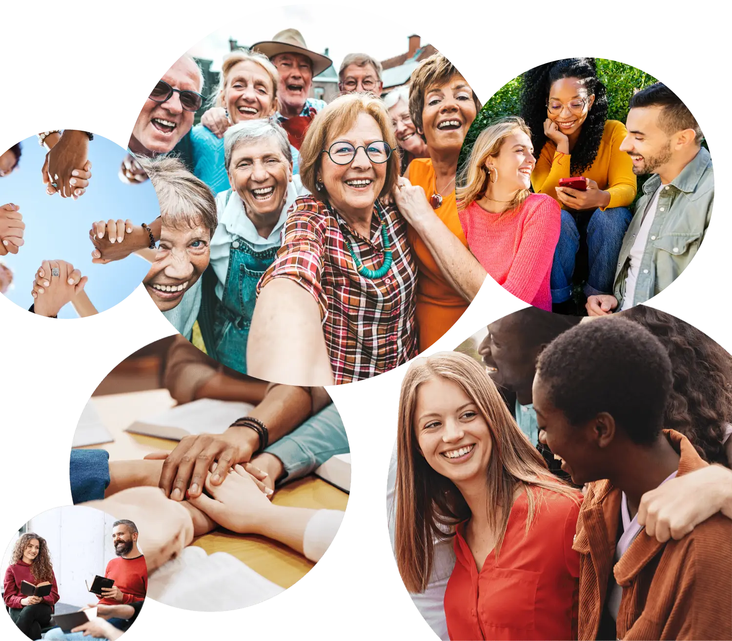 Collage of people in different communities
